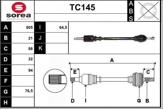 Sera TC145 - Piedziņas vārpsta autodraugiem.lv