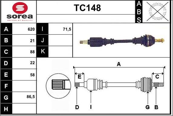 Sera TC148 - Piedziņas vārpsta autodraugiem.lv