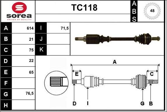 Sera TC118 - Piedziņas vārpsta autodraugiem.lv