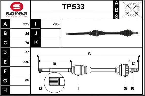 Sera TP533 - Piedziņas vārpsta autodraugiem.lv