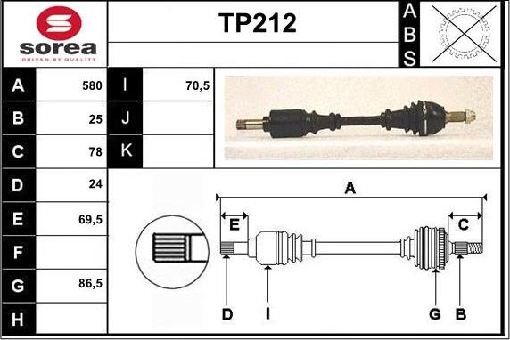 Sera TP212 - Piedziņas vārpsta autodraugiem.lv