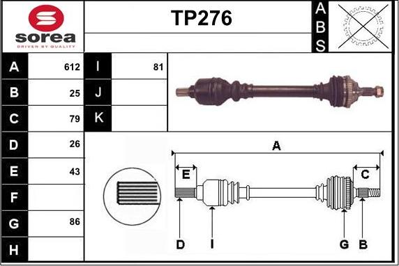 Sera TP276 - Piedziņas vārpsta autodraugiem.lv