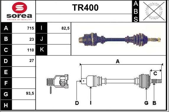 Sera TR400 - Piedziņas vārpsta autodraugiem.lv