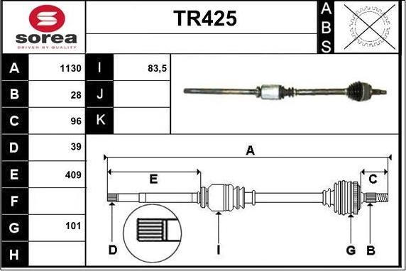 Sera TR425 - Piedziņas vārpsta autodraugiem.lv