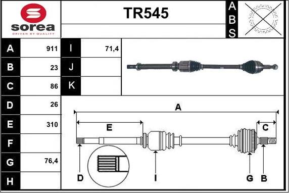 Sera TR545 - Piedziņas vārpsta autodraugiem.lv