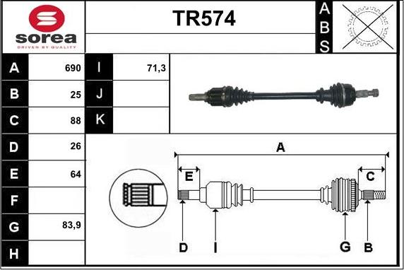 Sera TR574 - Piedziņas vārpsta autodraugiem.lv