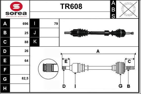 Sera TR608 - Piedziņas vārpsta autodraugiem.lv