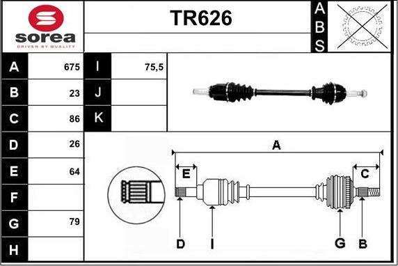 Sera TR626 - Piedziņas vārpsta autodraugiem.lv