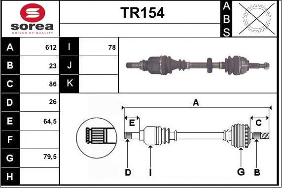 Sera TR154 - Piedziņas vārpsta autodraugiem.lv