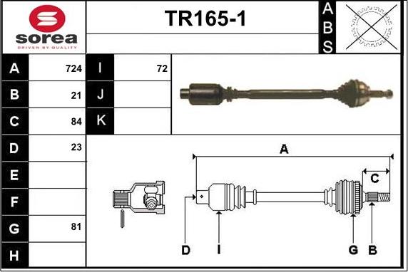 Sera TR165-1 - Piedziņas vārpsta autodraugiem.lv