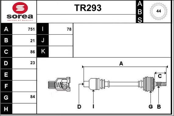 Sera TR293 - Piedziņas vārpsta autodraugiem.lv