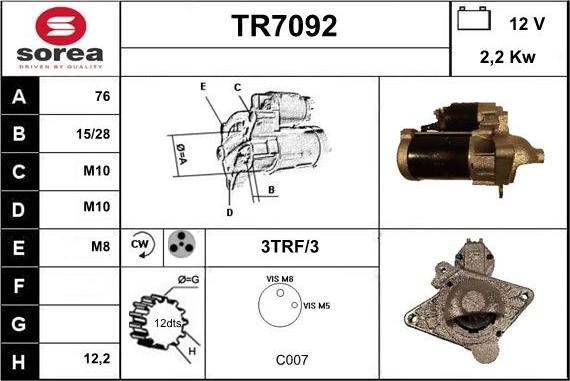 Sera TR7092 - Starteris autodraugiem.lv