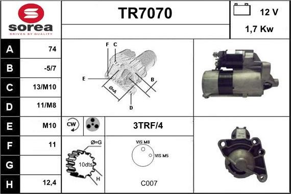 Sera TR7070 - Starteris autodraugiem.lv