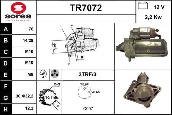 Sera TR7072 - Starteris autodraugiem.lv