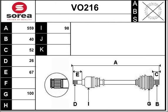 Sera VO216 - Piedziņas vārpsta autodraugiem.lv