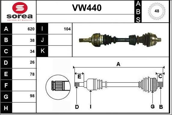 Sera VW440 - Piedziņas vārpsta autodraugiem.lv