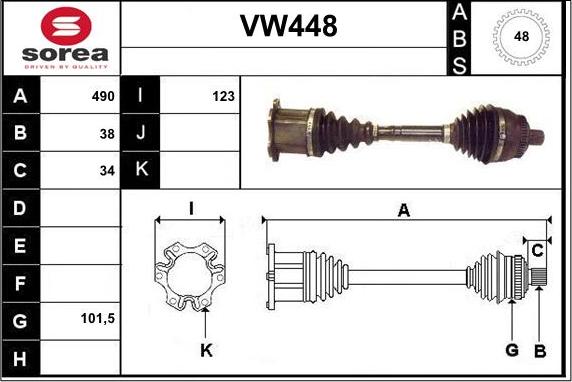 Sera VW448 - Piedziņas vārpsta autodraugiem.lv