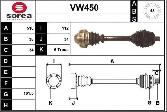 Sera VW450 - Piedziņas vārpsta autodraugiem.lv