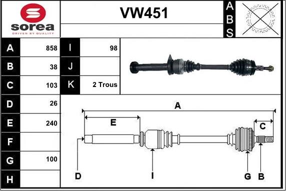 Sera VW451 - Piedziņas vārpsta autodraugiem.lv