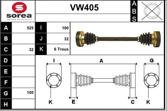 Sera VW405 - Piedziņas vārpsta autodraugiem.lv