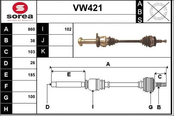 Sera VW421 - Piedziņas vārpsta autodraugiem.lv