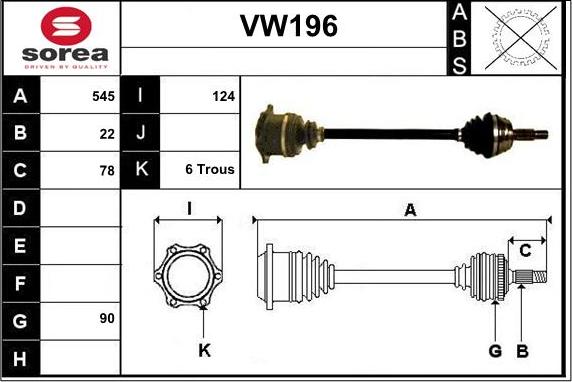 Sera VW196 - Piedziņas vārpsta autodraugiem.lv