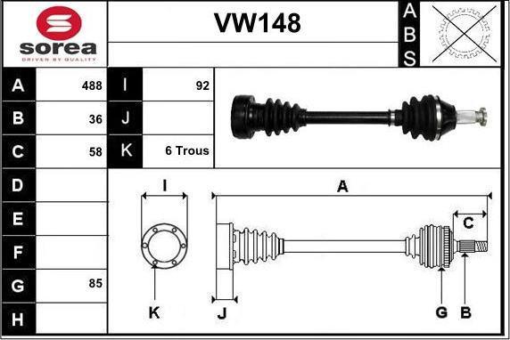 Sera VW148 - Piedziņas vārpsta autodraugiem.lv