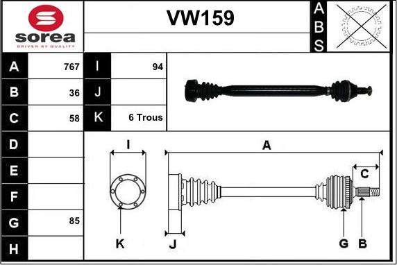 Sera VW159 - Piedziņas vārpsta autodraugiem.lv