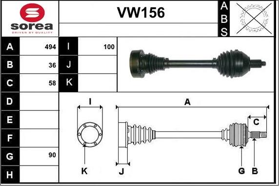 Sera VW156 - Piedziņas vārpsta autodraugiem.lv