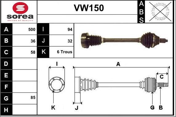 Sera VW150 - Piedziņas vārpsta autodraugiem.lv