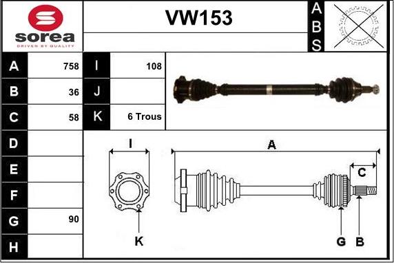 Sera VW153 - Piedziņas vārpsta autodraugiem.lv