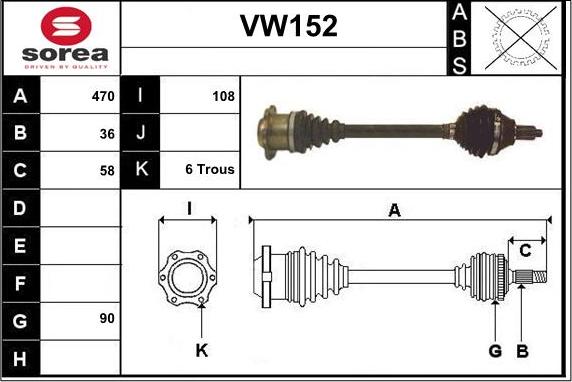 Sera VW152 - Piedziņas vārpsta autodraugiem.lv