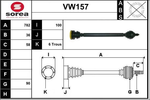 Sera VW157 - Piedziņas vārpsta autodraugiem.lv