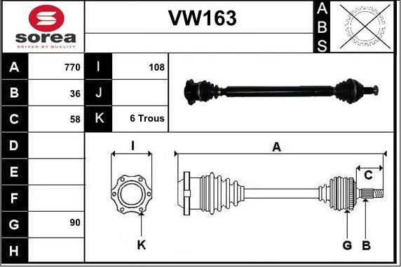 Sera VW163 - Piedziņas vārpsta autodraugiem.lv