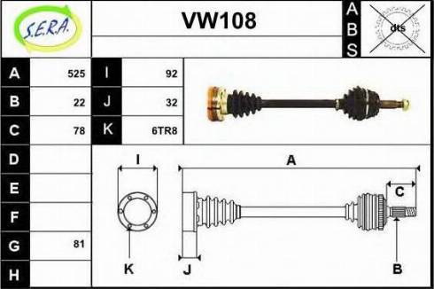 Sera VW108 - Piedziņas vārpsta autodraugiem.lv