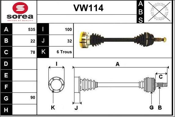 Sera VW114 - Piedziņas vārpsta autodraugiem.lv