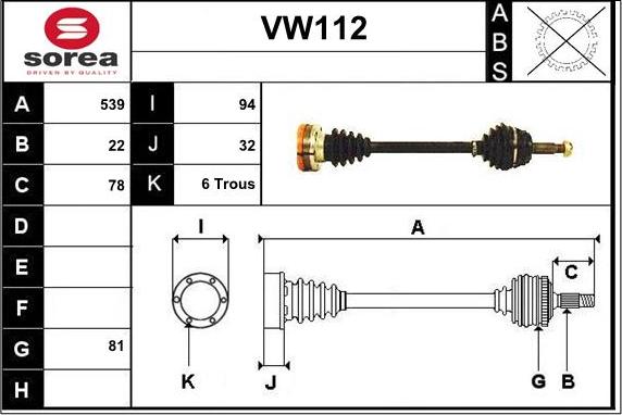 Sera VW112 - Piedziņas vārpsta autodraugiem.lv