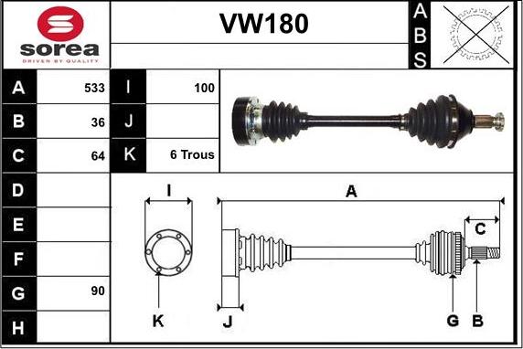 Sera VW180 - Piedziņas vārpsta autodraugiem.lv