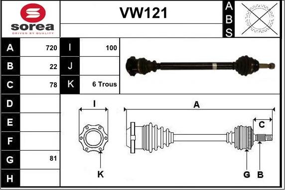 Sera VW121 - Piedziņas vārpsta autodraugiem.lv