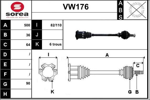 Sera VW176 - Piedziņas vārpsta autodraugiem.lv