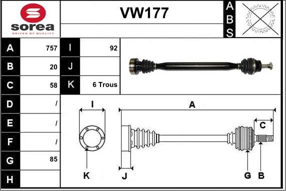 Sera VW177 - Piedziņas vārpsta autodraugiem.lv