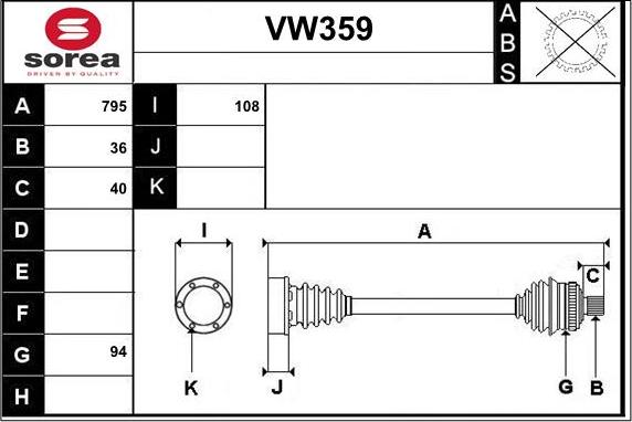 Sera VW359 - Piedziņas vārpsta autodraugiem.lv