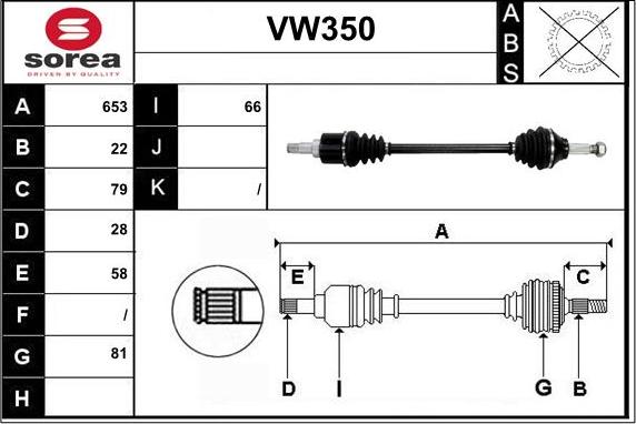 Sera VW350 - Piedziņas vārpsta autodraugiem.lv