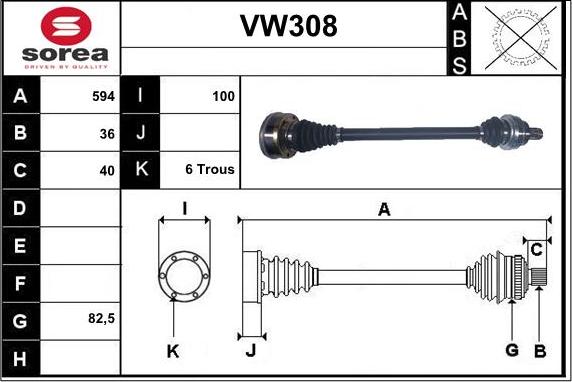 Sera VW308 - Piedziņas vārpsta autodraugiem.lv