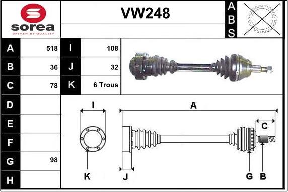 Sera VW248 - Piedziņas vārpsta autodraugiem.lv