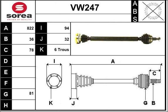 Sera VW247 - Piedziņas vārpsta autodraugiem.lv