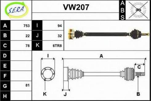 Sera VW207 - Piedziņas vārpsta autodraugiem.lv