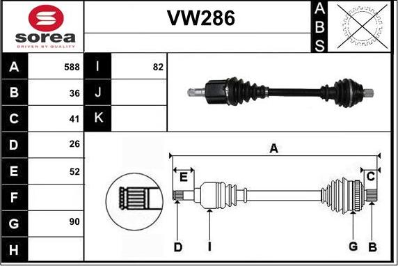 Sera VW286 - Piedziņas vārpsta autodraugiem.lv