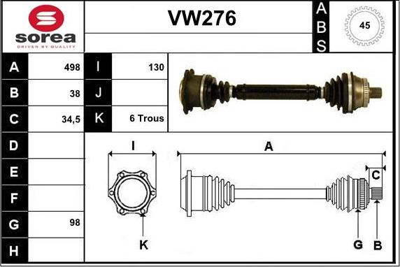 Sera VW276 - Piedziņas vārpsta autodraugiem.lv