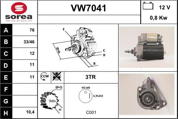 Sera VW7041 - Starteris autodraugiem.lv